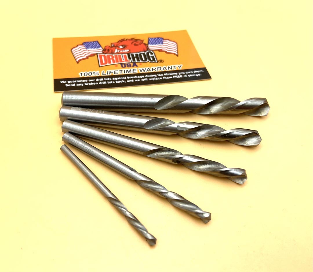 Drill Hog® 5 Pc Left Hand Drill Bit Set Niobium Nb41 Reverse Lifetime Warranty gallery