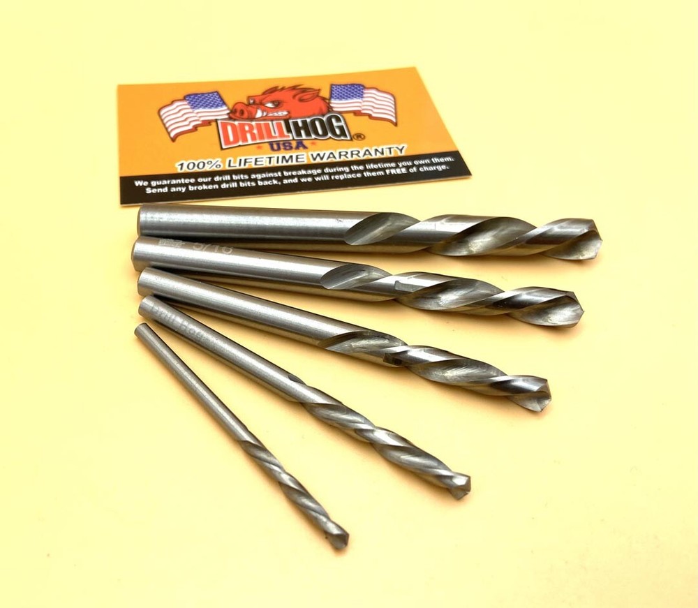 Drill Hog® 5 Pc Left Hand Drill Bit Set Niobium Nb41 Reverse Lifetime Warranty