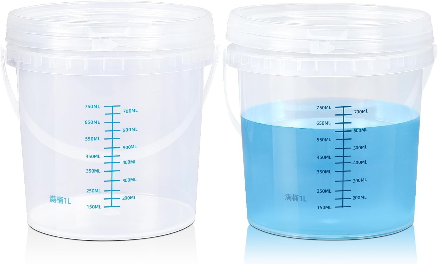 Clear Bucket Graduated Pail Container with Lid, Food Grade Buckets, Cleaning Con gallery
