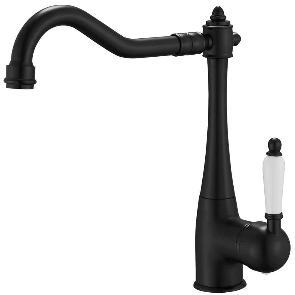 BWE Traditional Single-Handle Standard Kitchen Faucet in Matte Black gallery
