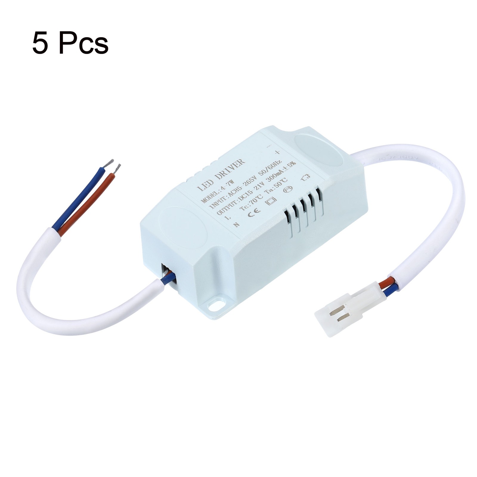5pcs 4-7W 300mA LED Driver AC 85-265V Output 15-21V DC Male Connector gallery