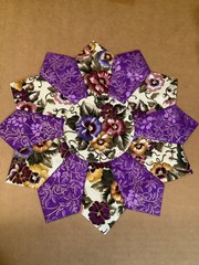 Handmade Quilted 12” Easter Spring Pansies Rustic Farmhouse Table Topper, New