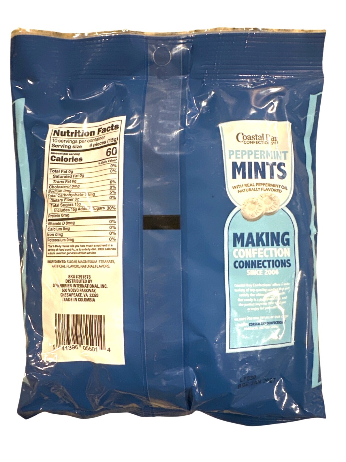 Coastal Bay Confections Peppermint Mints Individually Wrapped 5 oz Bag @ 40 pcs gallery