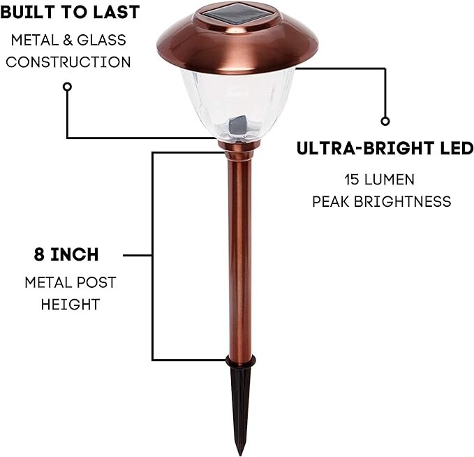 Energizer 8 Pack Solar Pathway LED Lights Outdoor-Stainless Steel 15 Lumen-Gray gallery