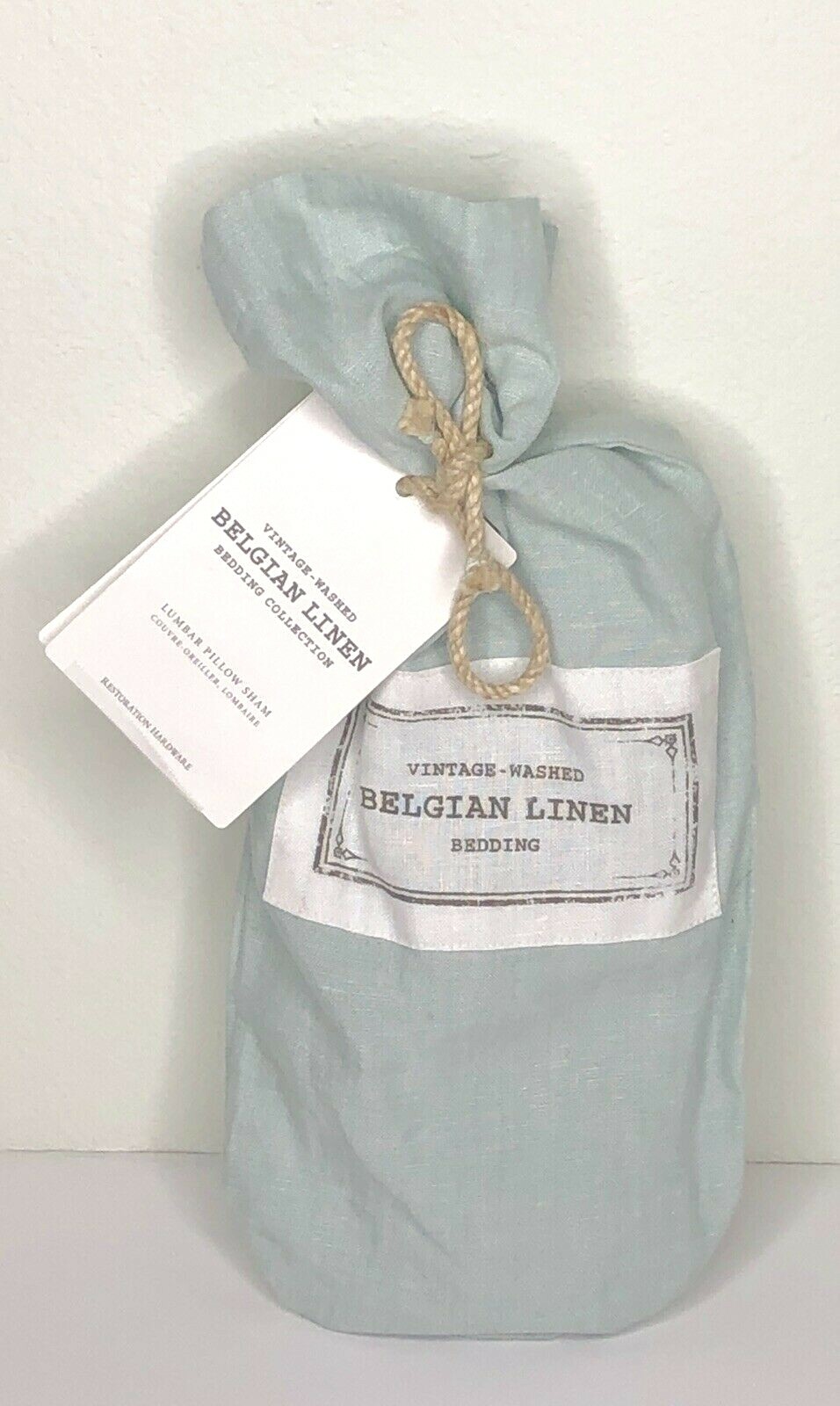 Restoration Hardware Vintage-Washed Belgian Linen Lumbar Sham Light Silver Sage gallery