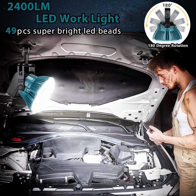 24W 2400LM LED Flashlight Work Light LED Camping Lantern for Makita 18v Battery gallery