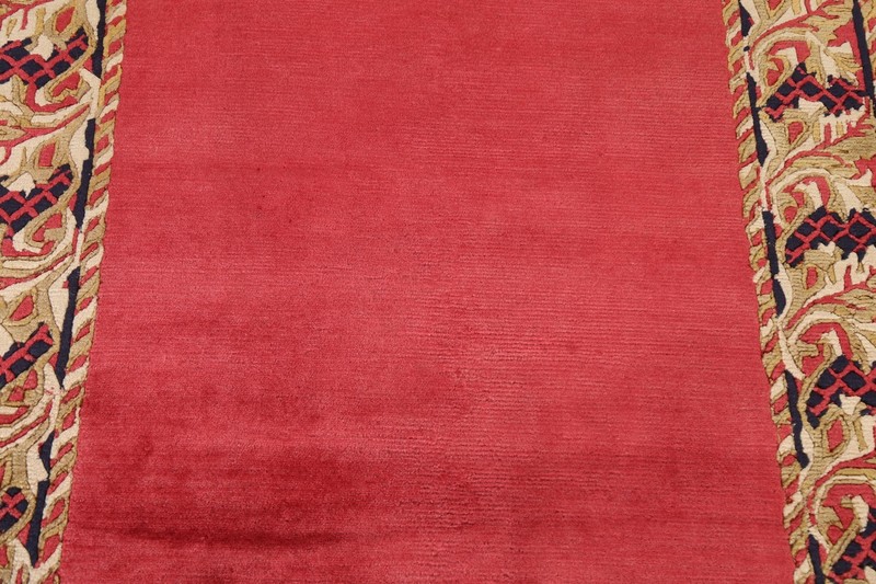 Red Nepalese Bordered Plush Wool Oriental 4x5 Area Rug Hand-knotted Wool Carpet gallery