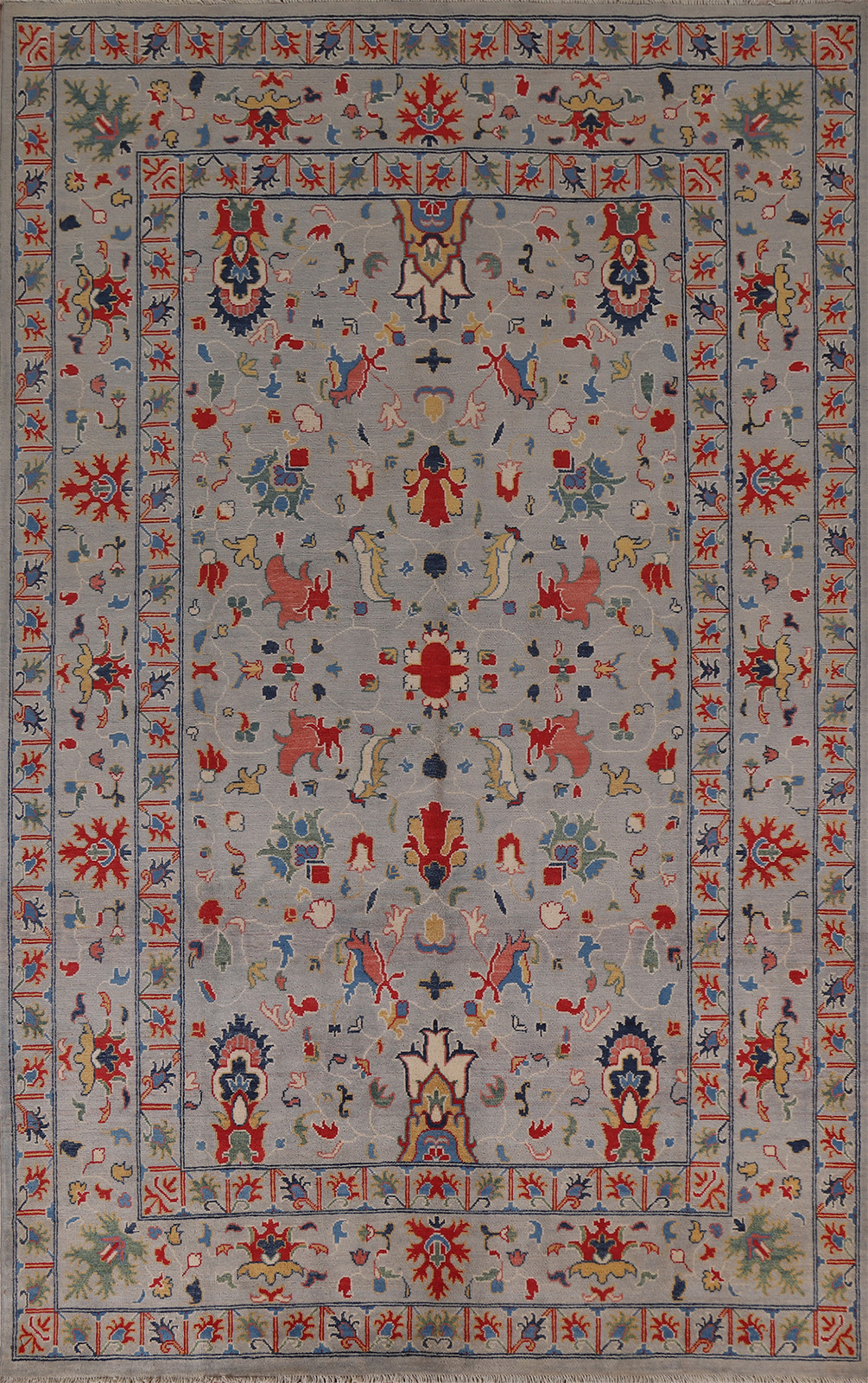Handmade Gray Wool Carpet Kazak Area Rug 7x10 Ft Traditional Oriental Rug gallery