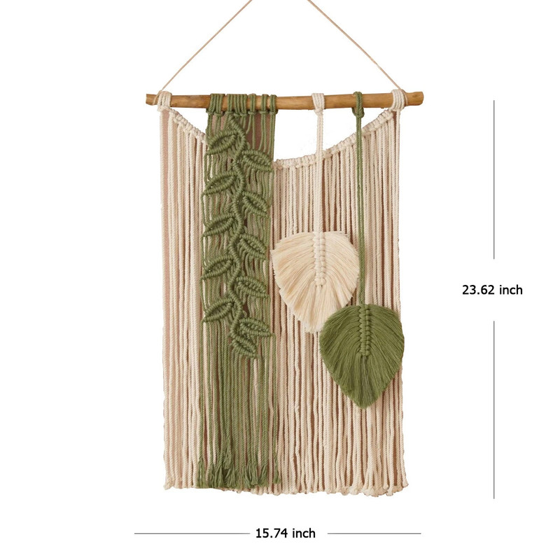 Boho Macrame Wall Hanging Tapestry, Handmade Leaf Woven Decor for Home Walls gallery