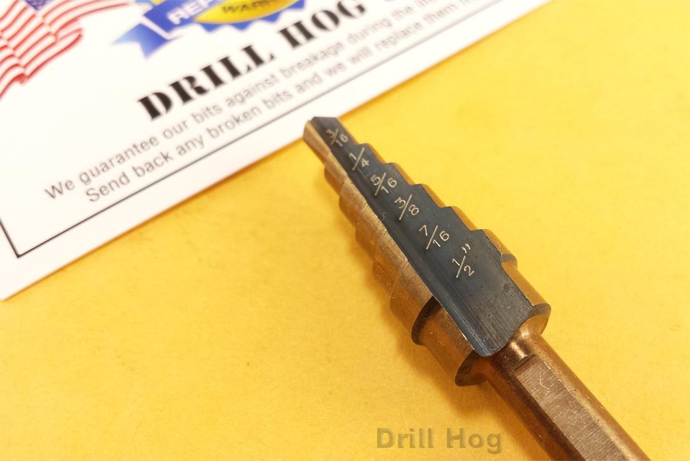 3/16"-1/2" Step Drill Step Bit Reamer UNIBIT M7 Drill Hog Lifetime Warranty gallery