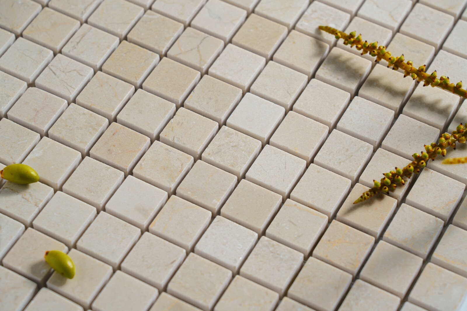 Simple Tile - Marble Mosaic Tile Kitchen Backsplash, 1"X1" Square - Crema Marfil gallery
