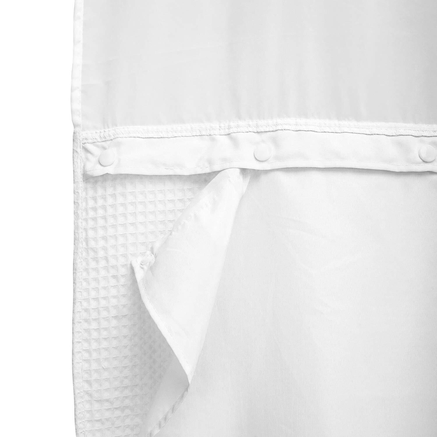 Fabric Snap-in Shower Curtain Liner Replacement Compatible with Hookless Show... gallery