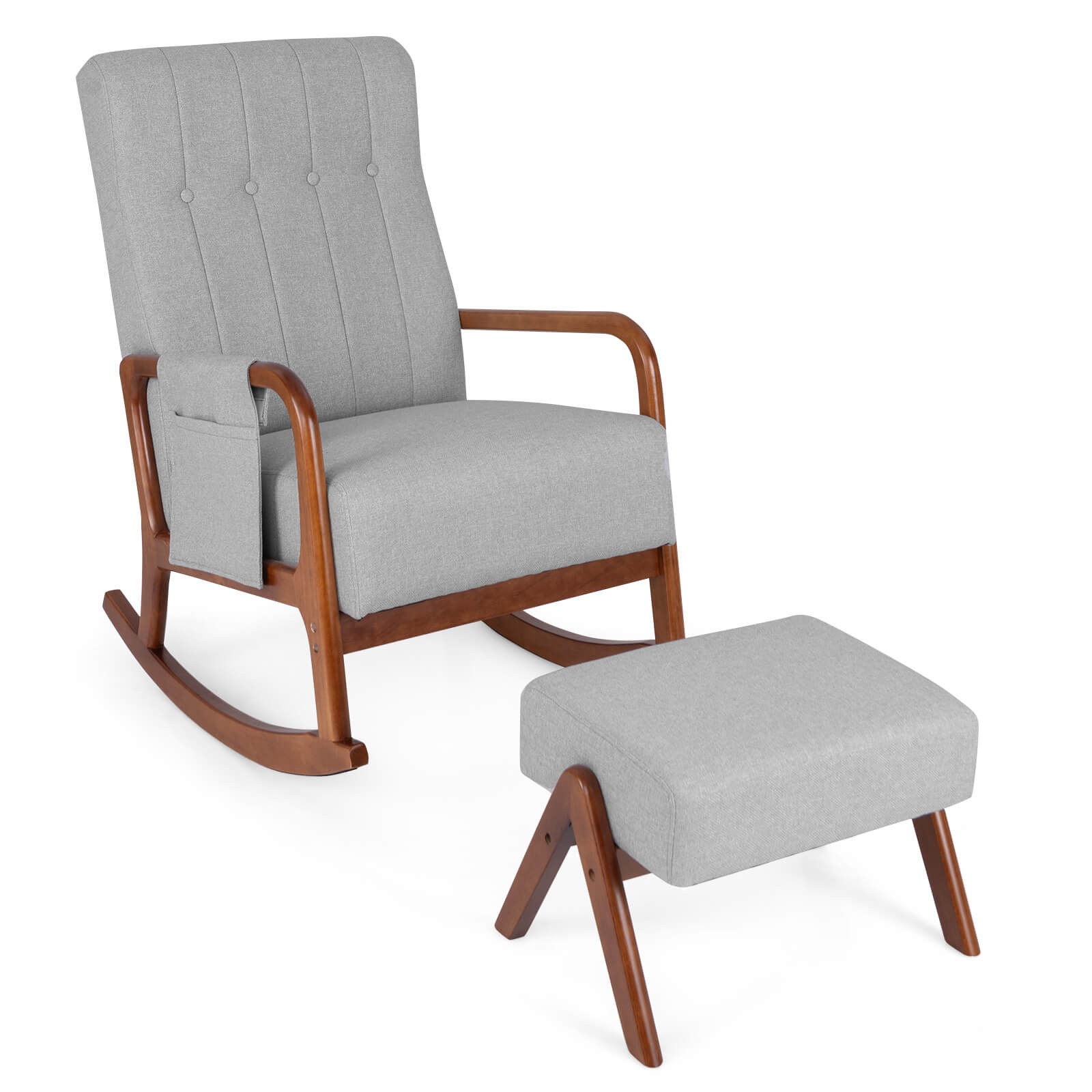 Rocking Chair with Ottoman Tufted Backrest & Cushioned Seat Side Pocket gallery