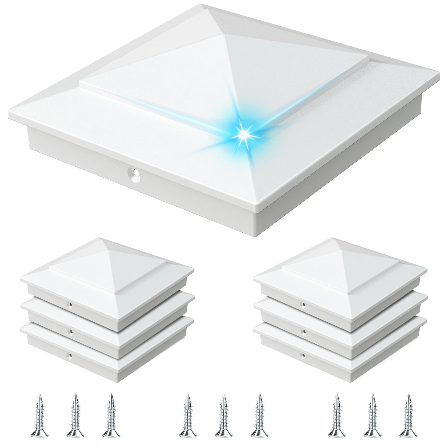 4 Pack Pyramid Aluminum Post Caps for 6x6 Wood Posts Actual 5.5" x 5.5" ，Dura... gallery
