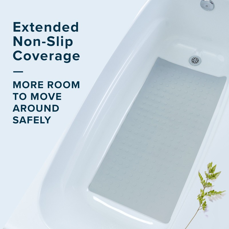 Extra Long Rubber Bath Safety Mat: Gray In-Tub Suction Cup Mat gallery