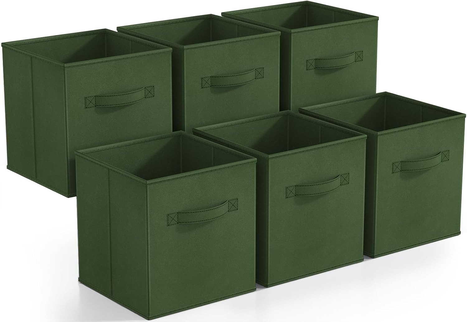 Foldable Storage Cubes 6 Pack Fabric Baskets Organizer 11 Inch Dark Green gallery