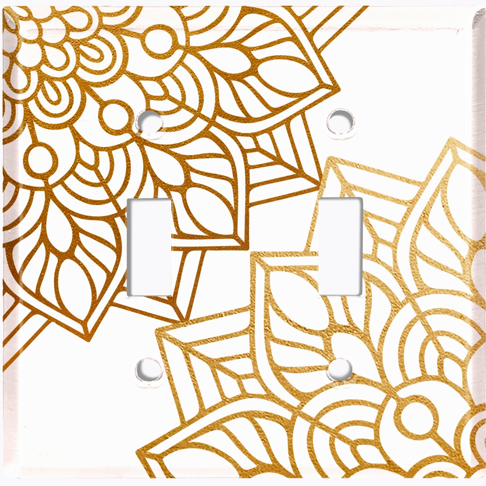 Metal Light Switch Cover Wall Plate Gold Mandala Flower Pattern White MDL102 gallery