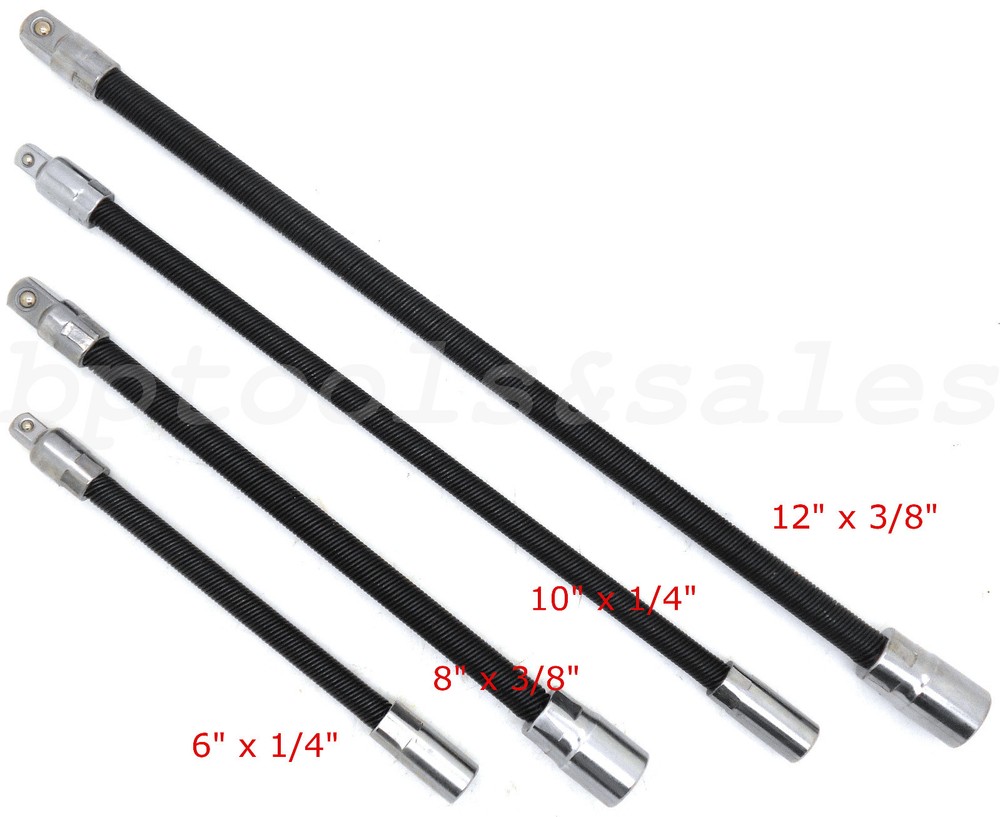4pc Flexible Socket Extension Bar Set 6" 8" 10" 12" Ratchet Flex 1/4" & 3/8" DR.