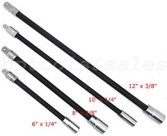 4pc Flexible Socket Extension Bar Set 6″ 8″ 10″ 12″ Ratchet Flex 1/4″ & 3/8″ DR.