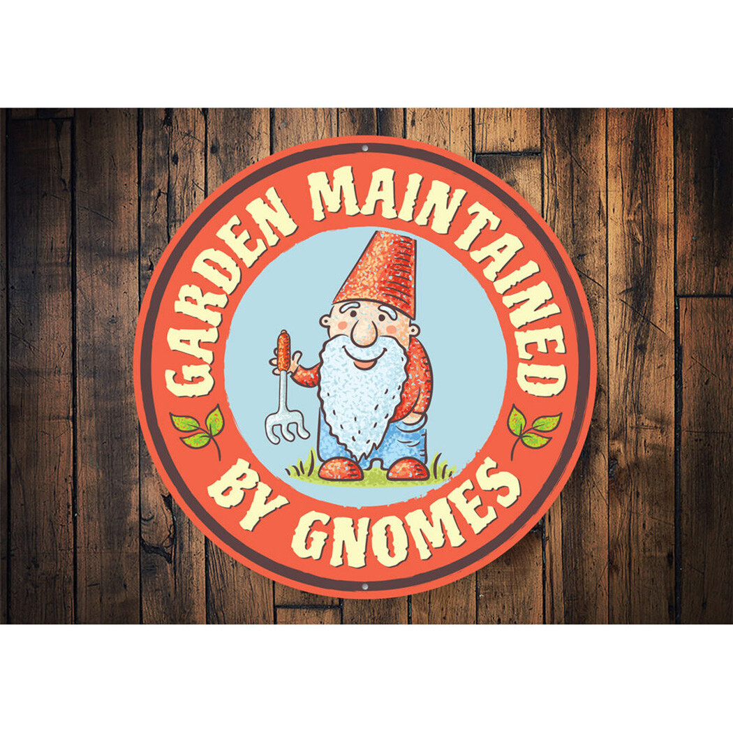 Gnome Sign, Backyard Sign, Garden Sign, Gardener Aluminum Metal Decor Sign gallery