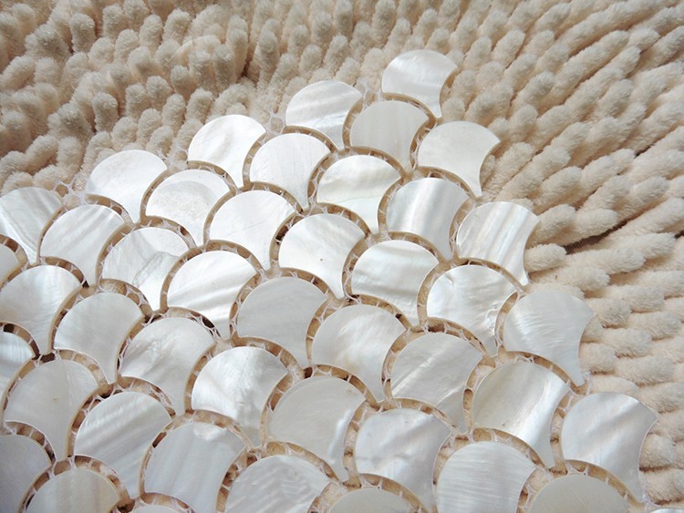 11PCS White Fish Scale Shell Mosaic Tile Kitchen Backspalsh Shower Fan Wall Tile gallery