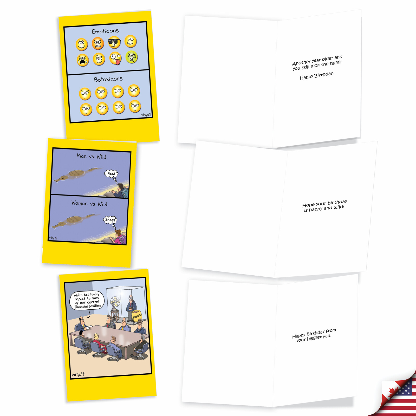 10 Asst'd Funny Birthday Greeting Cards w/Env. (10 Designs) Whyatt's Wide World gallery