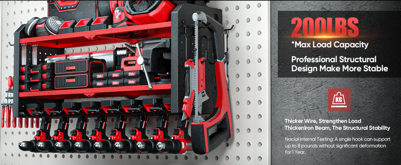 Power Tool Organizer Large 8 Drill Holder Wall Mount Heavy Duty Metal Tool Shelf gallery