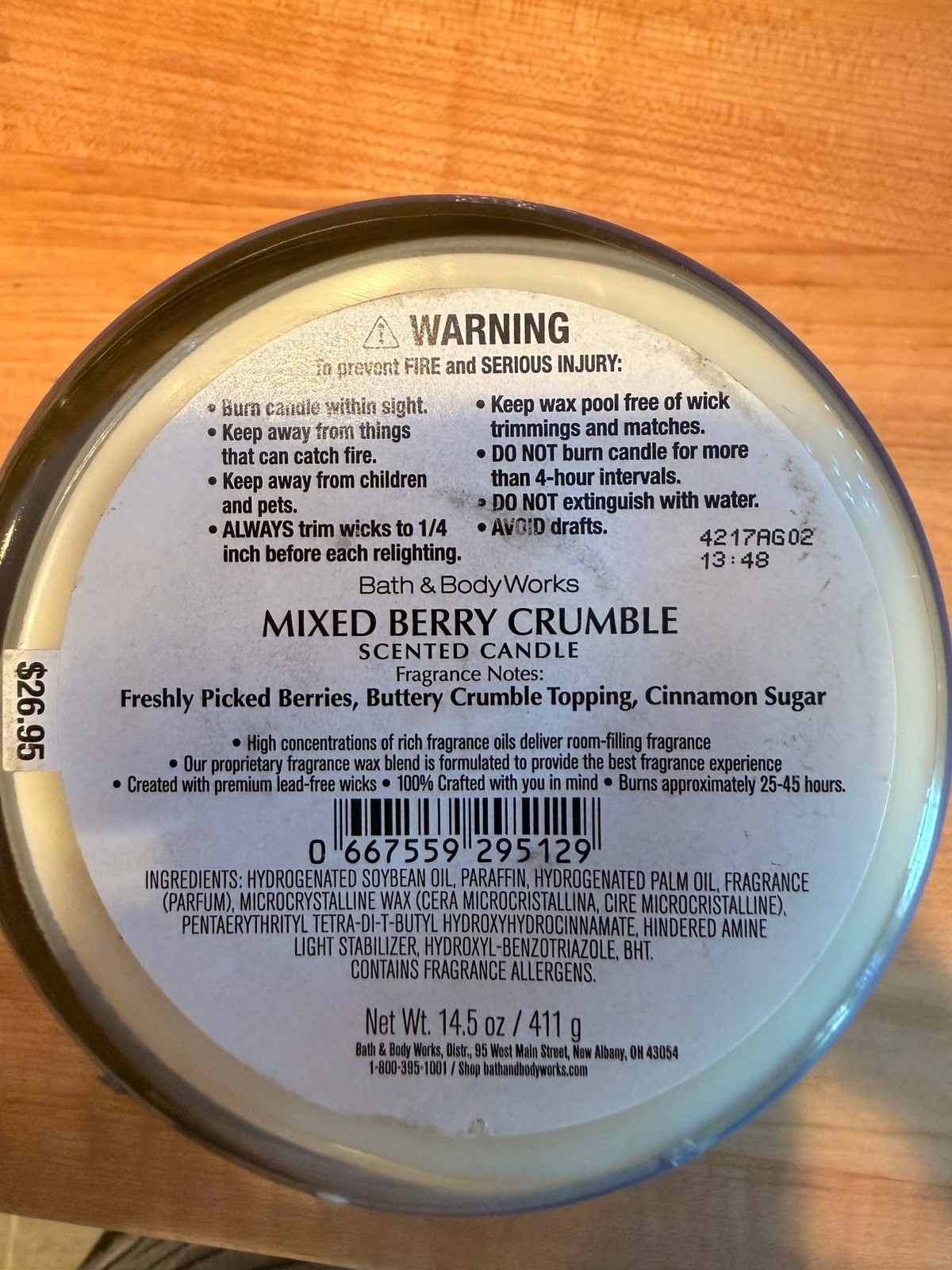 Bath & Body Works Mixed Berry Crumble Candle, 14.5 Oz, 3-Wick gallery