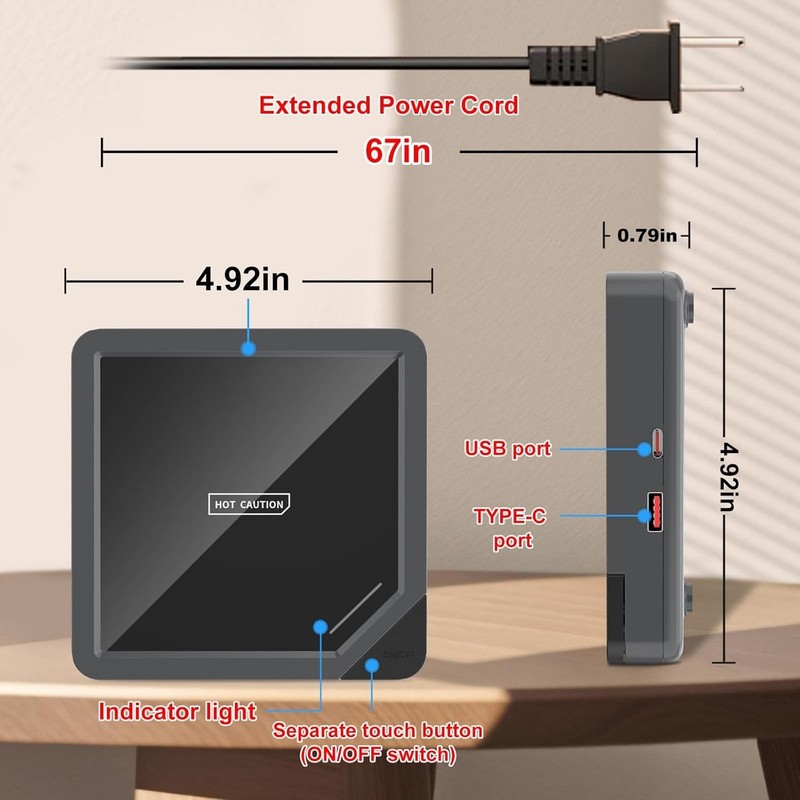 Versatile Coffee Mug Warmer with Dual USB Ports - Perfect for Home & Office gallery