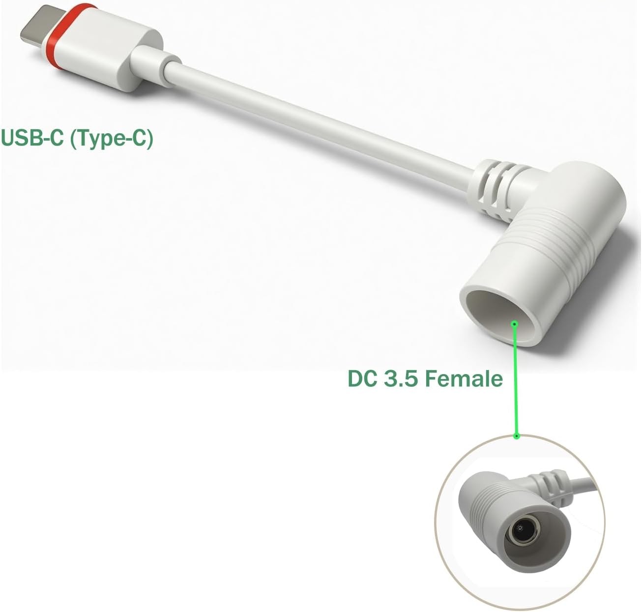USB-C Adapter Replacement for Ring Barrel Plug Solar Panels & Cameras - White gallery