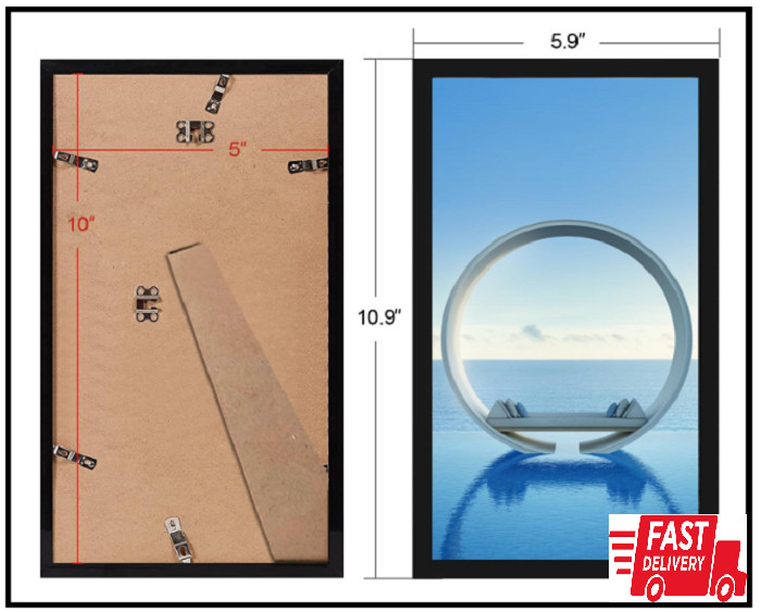 5x10 Black Picture Frame, Tabletop and Wall Mounting Horizontally or Vertical... gallery