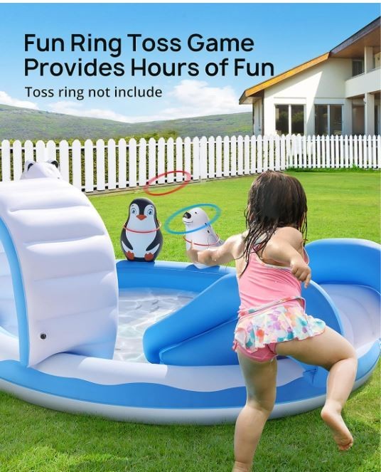 Inflatable Splash & Play Center Kiddie Pool with Slide Children Ice & Snow gallery