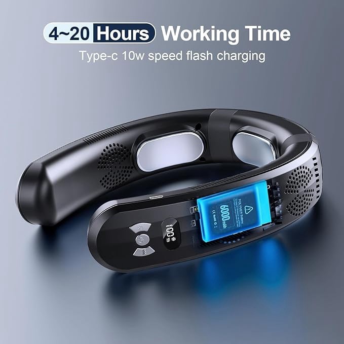 Personal Air Conditioner 6000mAh Neck Fan Rechargeable 3-Speed Portable Neck Fan gallery