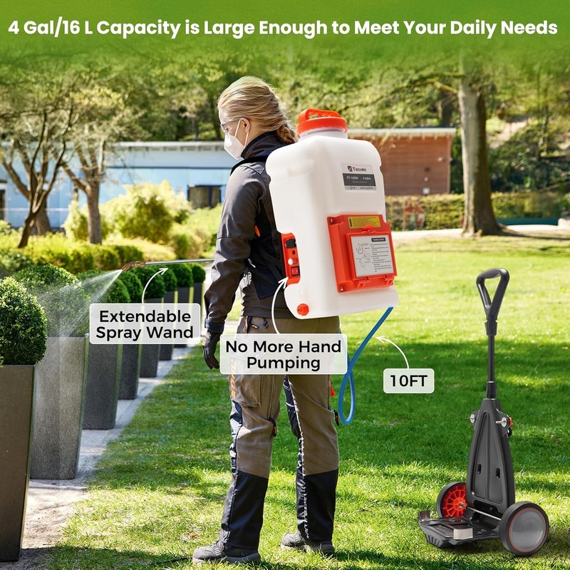 TOOVEM Battery Powered Backpack Sprayer 4 Gallon Heavy Duty Backpack Sprayer gallery