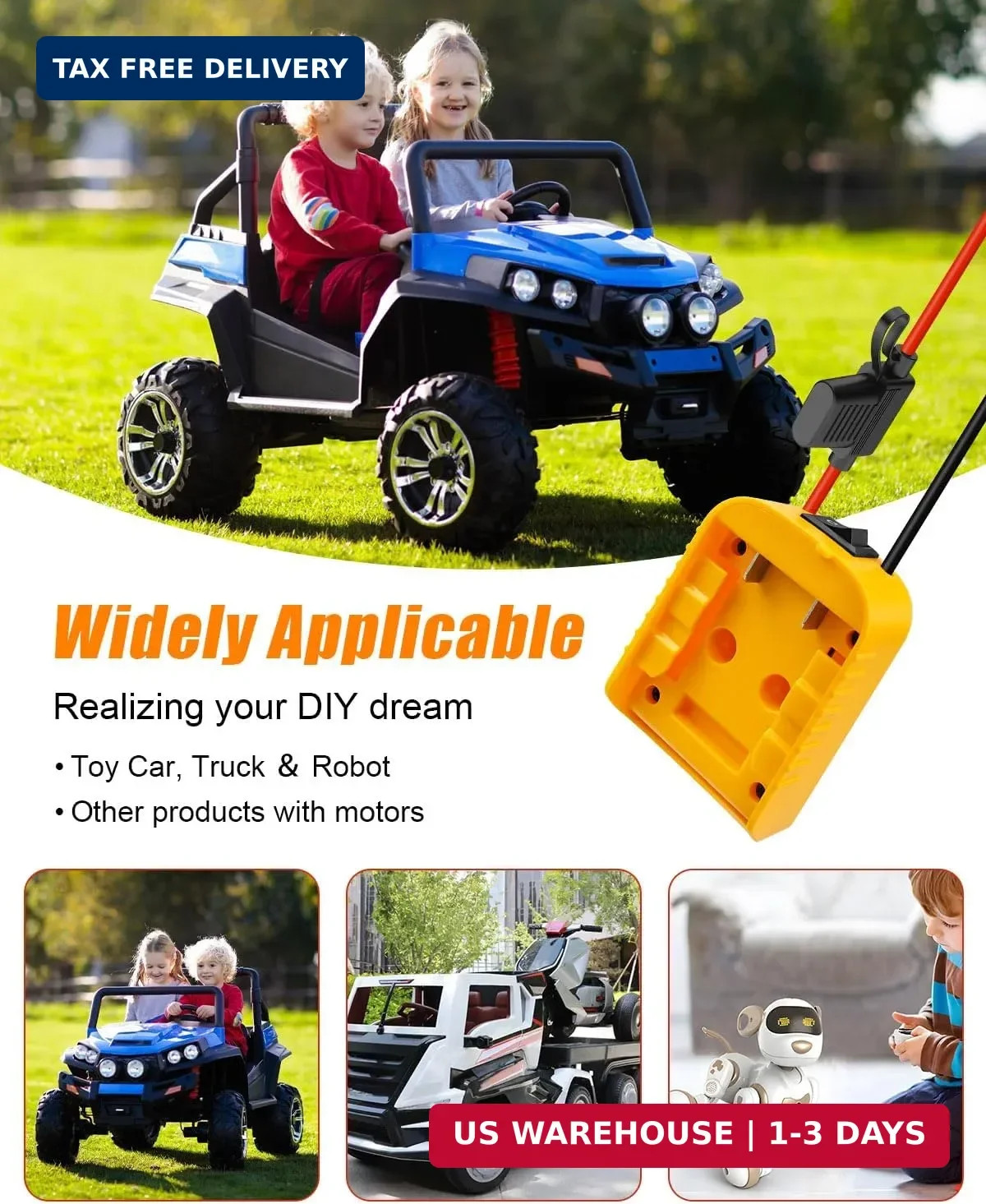Power Wheel Adapter Kit for DeWalt 20V Battery with Switch Fuse Wire gallery