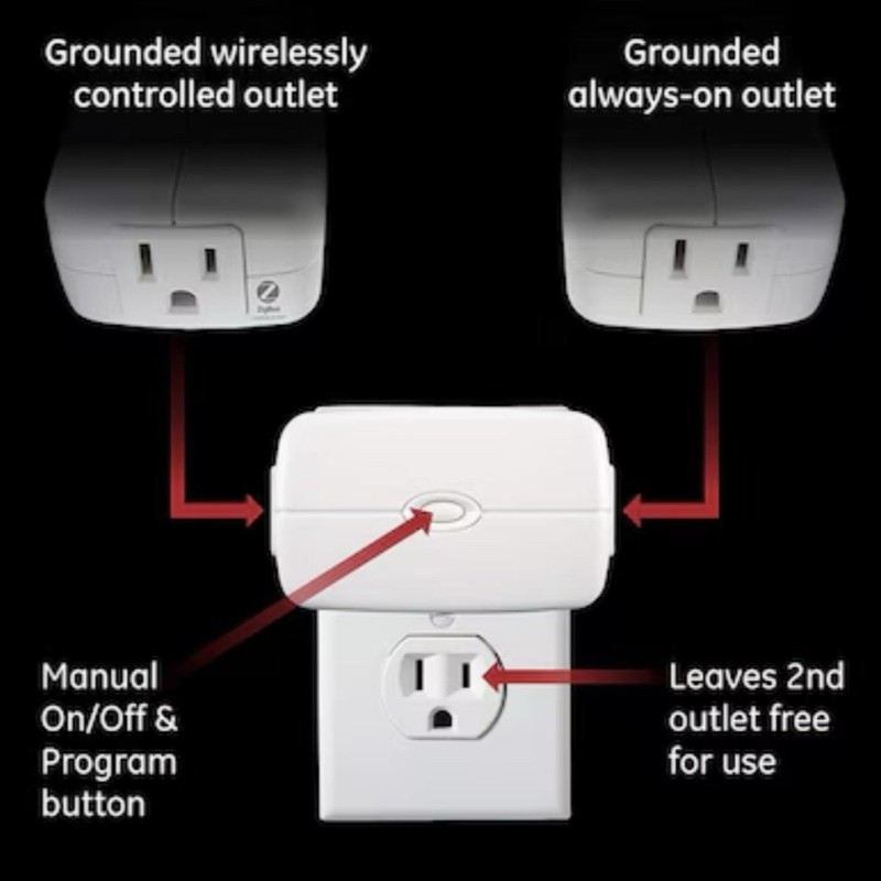 GE Zigbee Plug-In EZ Smart Switch 45853GE Remote Outlet On/Off Lighting Control gallery