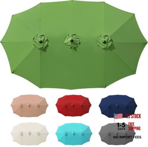 12 Ribs Umbrella Canopy Replacement for 15ft Double-Sided Patio Mint Green gallery