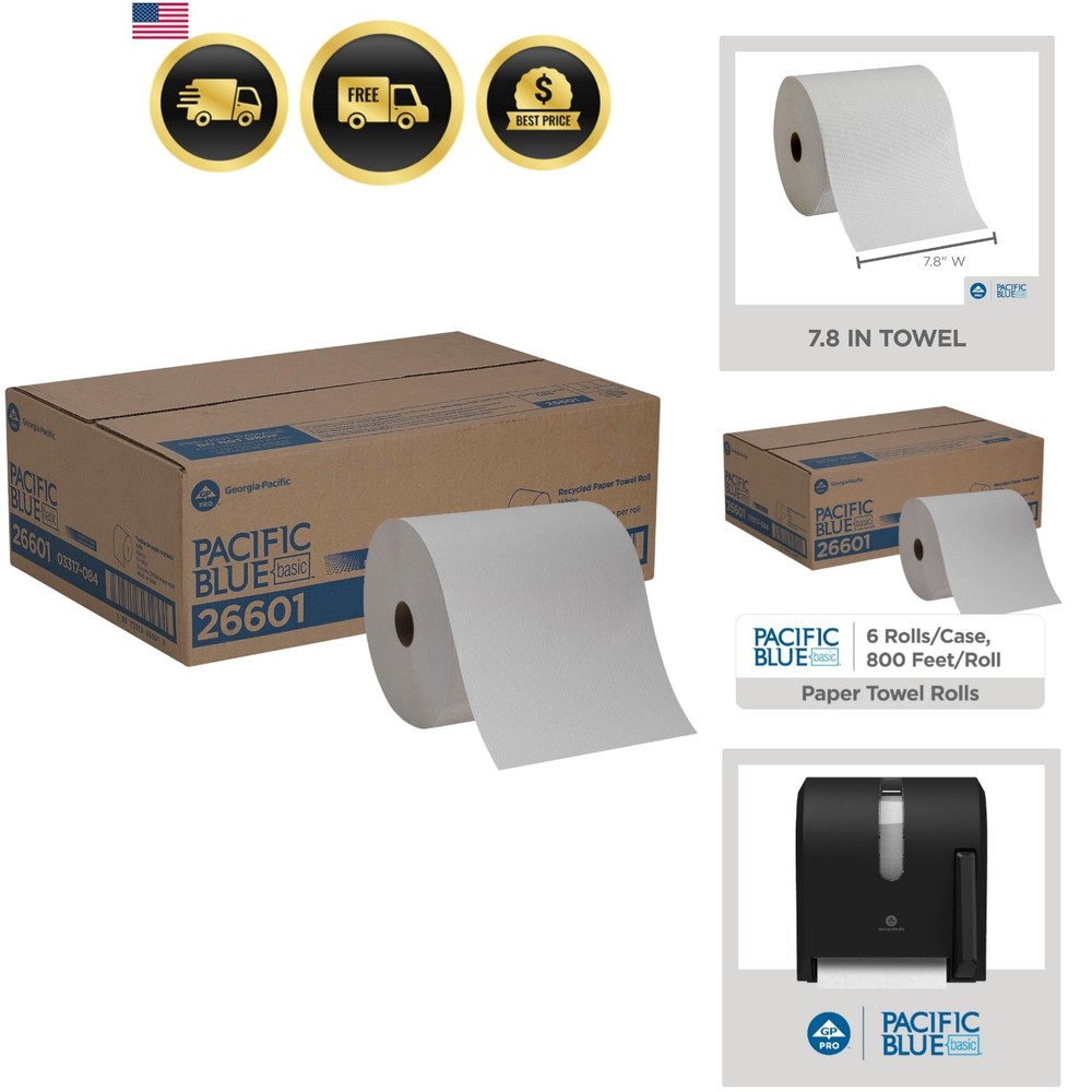 Pacific Blue Basic Recycled Paper Towel Rolls by GP PRO , White, 26601, 800 F...