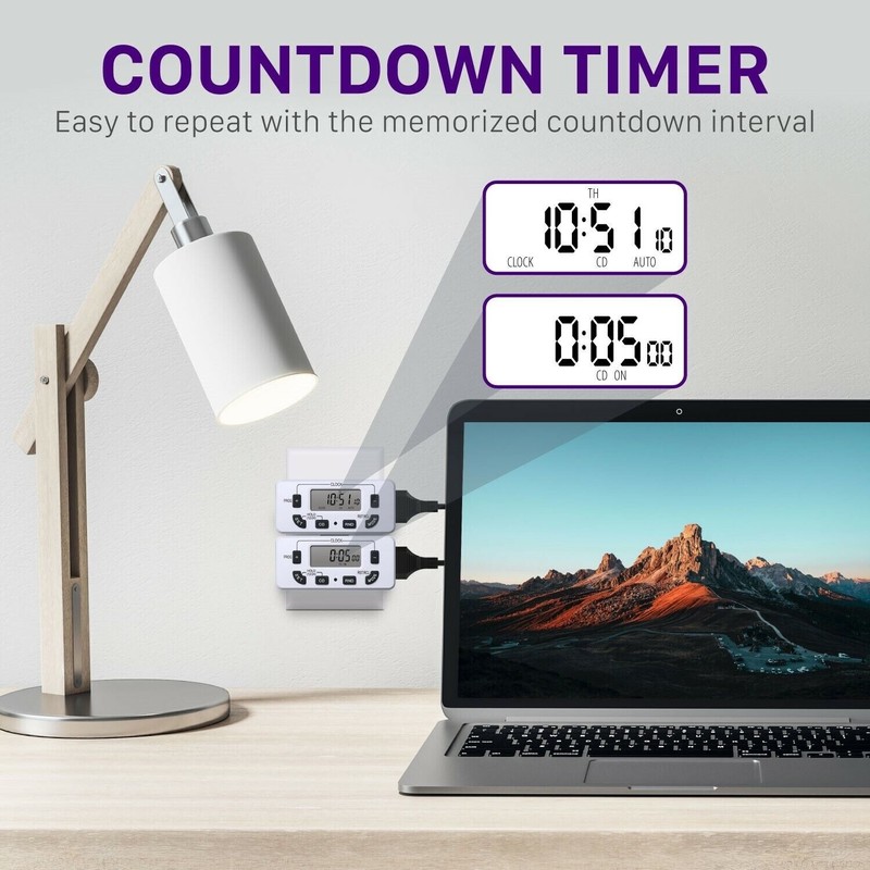 2x Indoor 7 Day 24hr Programmable Digital Wall Outlet Light Timer Plug In Switch gallery