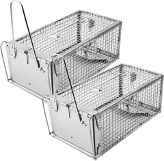 2 PACK Medium Humane Rat Cage Trap Easy Catch and Release Live Animal Trap Metal