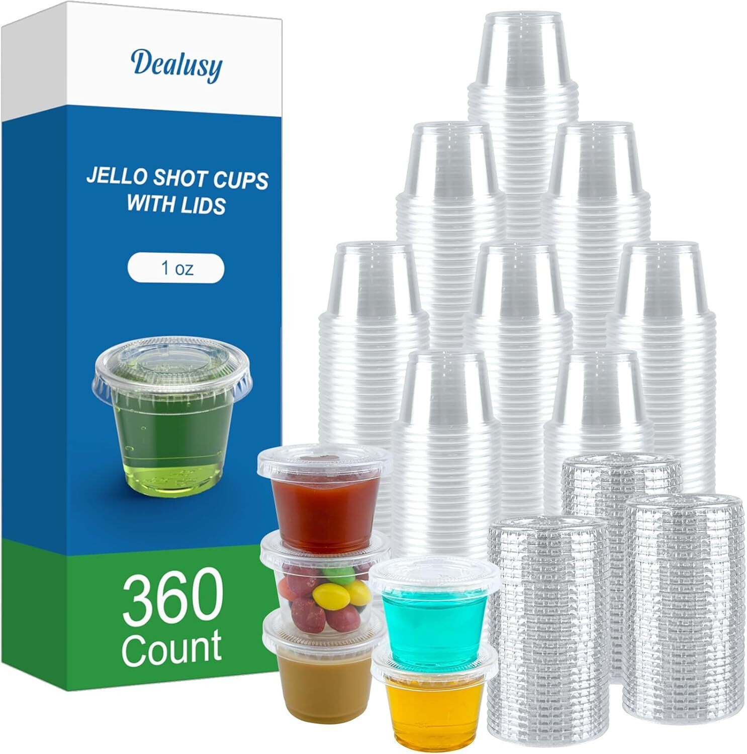 360 Set 1 oz Jello Shot Cups with Lids, Sturdy & Food Safe Disposable Plastic... gallery