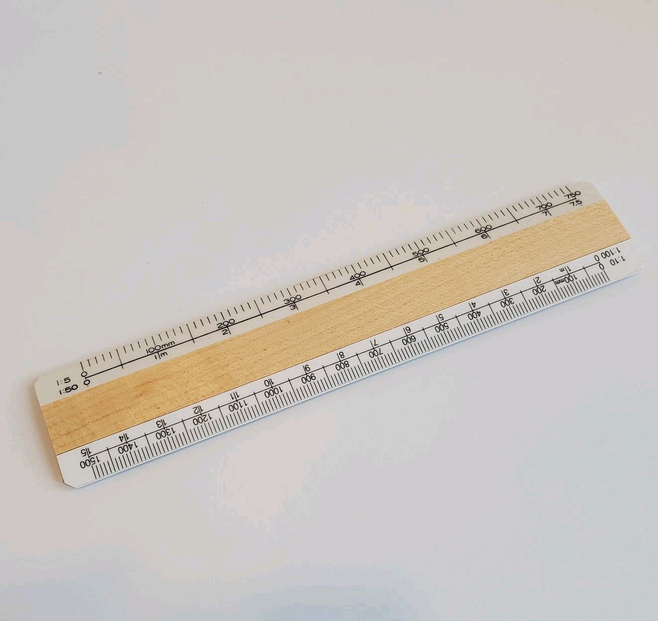 Engineering Scale 6" Ruler Wood & Plastic Metric Scales 1:5, 10, 20, 50, 100 gallery