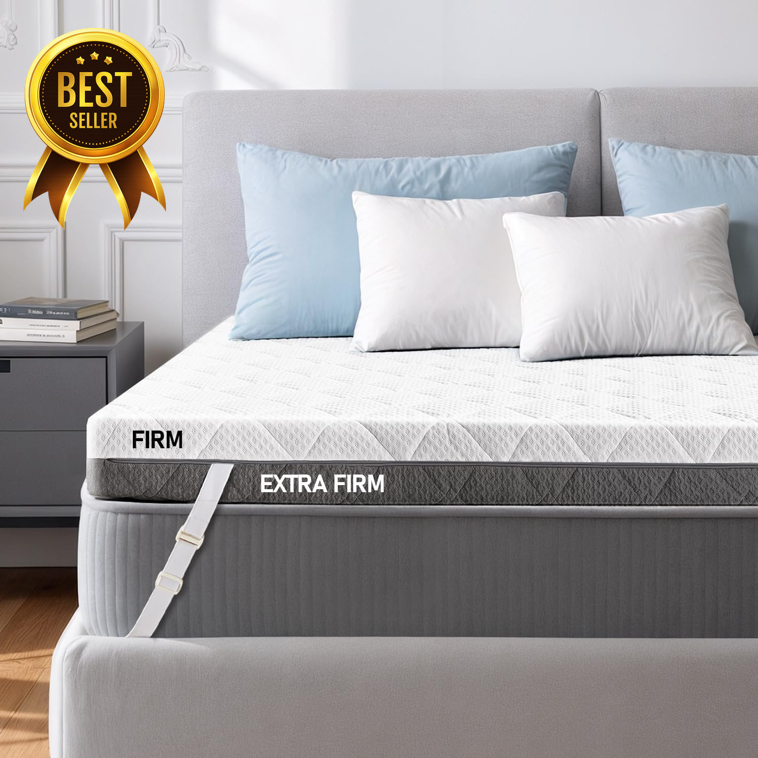 Queen Extra Firm Flippable Mattress Topper Dual Firmness Firm to Extra Firm Bed gallery
