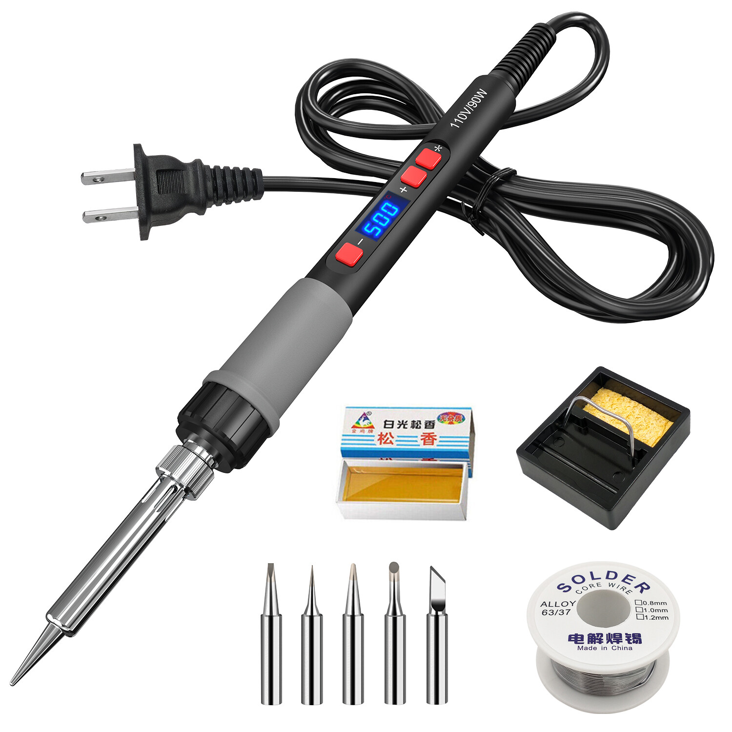 90W Soldering Iron Gun Kit Adjustable Temperature Welding Solder Wire Flux Paste gallery