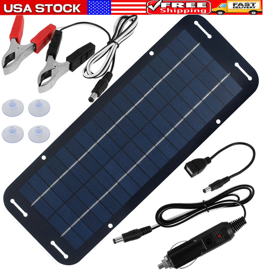 30W Solar Panel 12V Trickle Charger Battery Charger Kit Maintainer Boat Car RV gallery