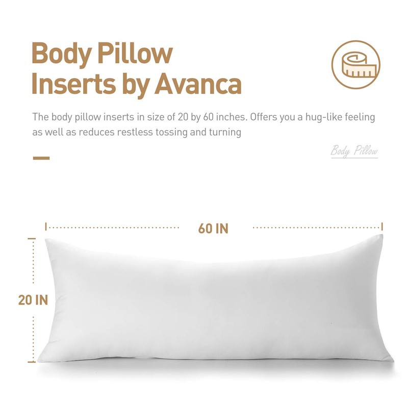 Fluffy Bed Sleeping Side Sleeper Body Pillow Insert, Long 20” x 60”, White gallery