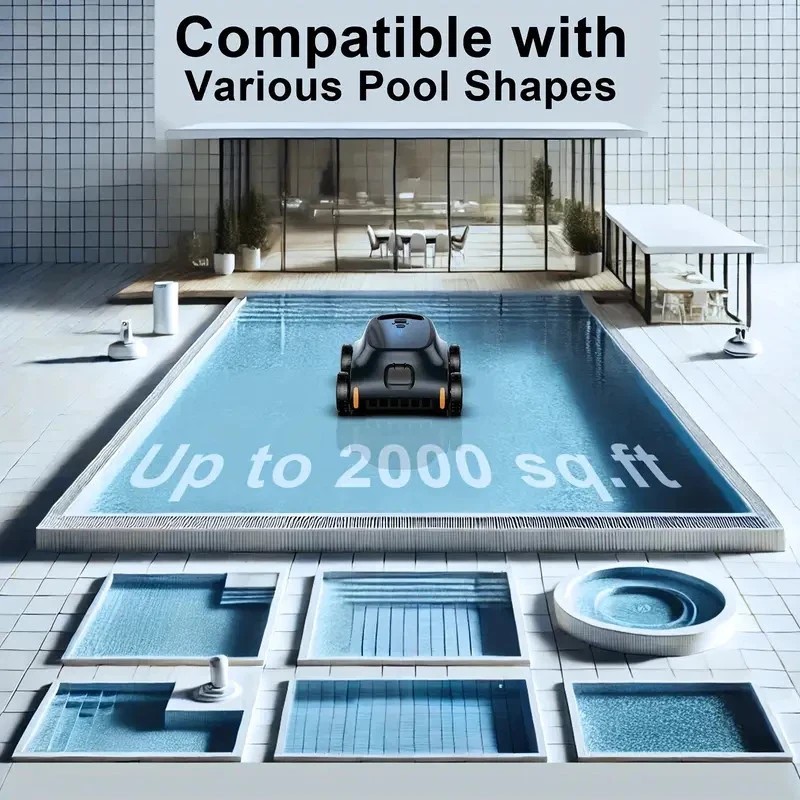 Seauto Robotic Pool Cleaner Cordless Pool Vacuum Flat Pools up to 2000 Sq.Ft gallery