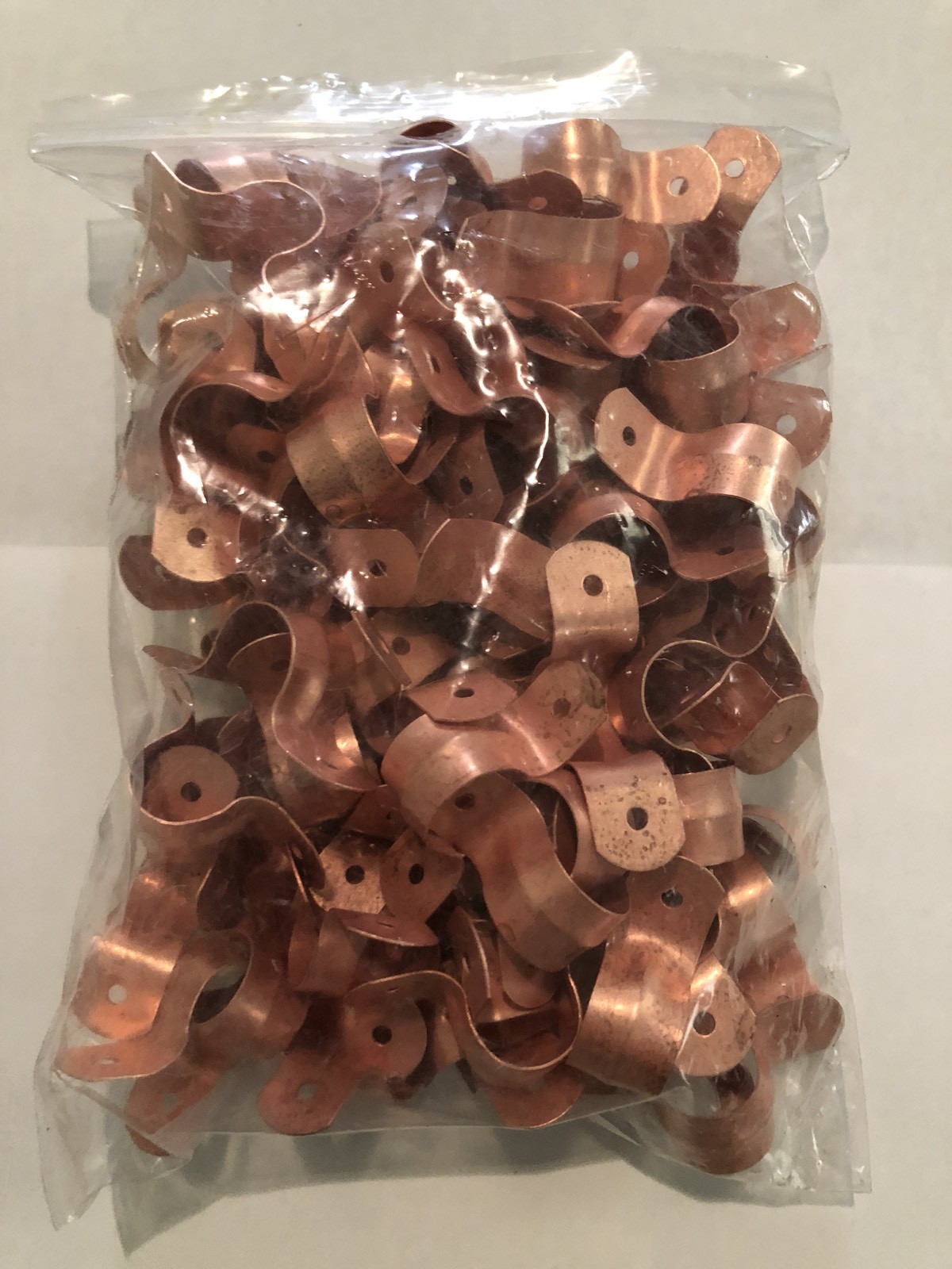 LOT OF 100 3/4" TWO HOLE COPPER FITTING PIPE TUBE STRAP PLUMBING gallery
