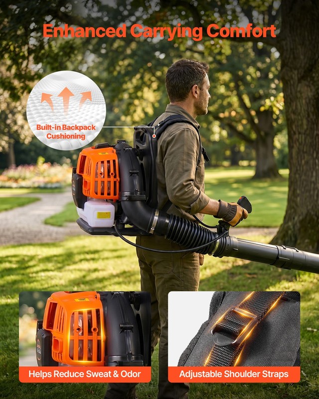 VEVOR Backpack Leaf Blower 43CC 2-Stroke Gas Powered Leaf Blower 447CFM 150MPH gallery