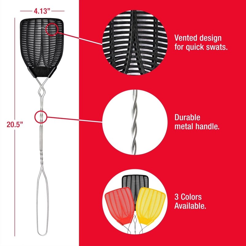 (3 pack) Enoz Fly Swatter, Wire Handled Plastic Fly Swatter, Assorted Colors gallery